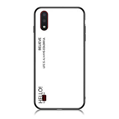 Carcasa Bumper Funda Silicona Espejo Gradiente Arco iris M01 para Samsung Galaxy A01 SM-A015 Blanco