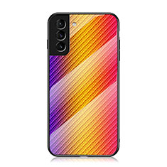 Carcasa Bumper Funda Silicona Espejo Gradiente Arco iris M01 para Samsung Galaxy S22 Plus 5G Amarillo