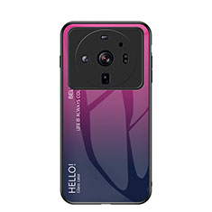 Carcasa Bumper Funda Silicona Espejo Gradiente Arco iris M01 para Xiaomi Mi 12 Ultra 5G Rosa Roja