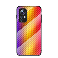 Carcasa Bumper Funda Silicona Espejo Gradiente Arco iris M01 para Xiaomi Mi 12S Pro 5G Naranja