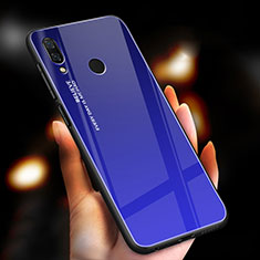 Carcasa Bumper Funda Silicona Espejo Gradiente Arco iris M01 para Xiaomi Redmi Note 7 Pro Azul