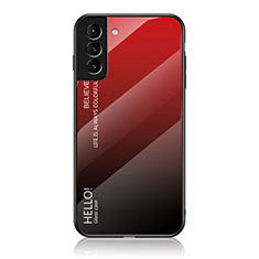 Carcasa Bumper Funda Silicona Espejo Gradiente Arco iris M02 para Samsung Galaxy S22 Plus 5G Rojo