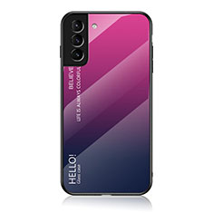 Carcasa Bumper Funda Silicona Espejo Gradiente Arco iris M02 para Samsung Galaxy S22 Plus 5G Rosa Roja
