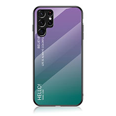 Carcasa Bumper Funda Silicona Espejo Gradiente Arco iris M02 para Samsung Galaxy S23 Ultra 5G Morado