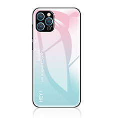 Carcasa Bumper Funda Silicona Espejo Gradiente Arco iris para Apple iPhone 15 Pro Max Cian