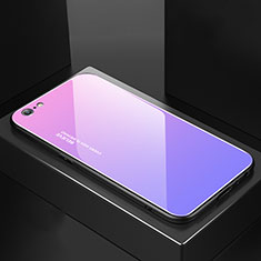 Carcasa Bumper Funda Silicona Espejo Gradiente Arco iris para Apple iPhone 6 Plus Morado