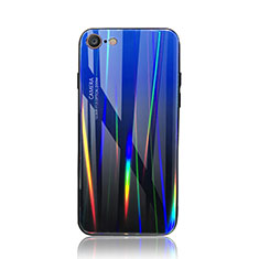 Carcasa Bumper Funda Silicona Espejo Gradiente Arco iris para Apple iPhone SE (2020) Azul