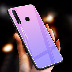 Carcasa Bumper Funda Silicona Espejo Gradiente Arco iris para Huawei Enjoy 9s Morado