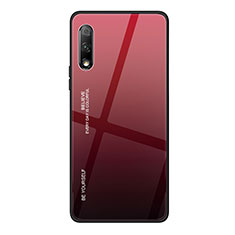 Carcasa Bumper Funda Silicona Espejo Gradiente Arco iris para Huawei Honor 9X Rojo