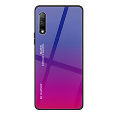 Carcasa Bumper Funda Silicona Espejo Gradiente Arco iris para Huawei P Smart Z (2019) Rosa Roja