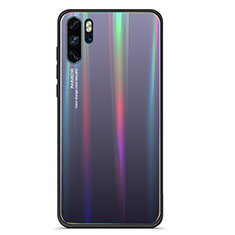 Carcasa Bumper Funda Silicona Espejo Gradiente Arco iris para Huawei P30 Pro Gris