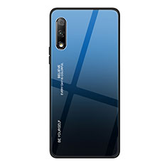 Carcasa Bumper Funda Silicona Espejo Gradiente Arco iris para Huawei Y9 Prime (2019) Azul