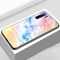 Carcasa Bumper Funda Silicona Espejo Gradiente Arco iris para Oppo A91 Naranja