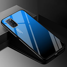 Carcasa Bumper Funda Silicona Espejo Gradiente Arco iris para Oppo A92 Azul