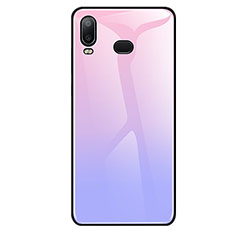 Carcasa Bumper Funda Silicona Espejo Gradiente Arco iris para Samsung Galaxy A6s Morado