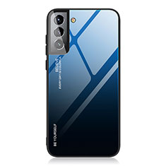 Carcasa Bumper Funda Silicona Espejo Gradiente Arco iris para Samsung Galaxy S22 5G Azul