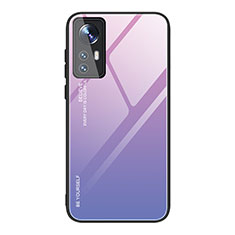 Carcasa Bumper Funda Silicona Espejo Gradiente Arco iris para Xiaomi Mi 12 Pro 5G Purpura Claro