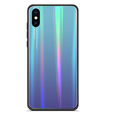 Carcasa Bumper Funda Silicona Espejo Gradiente Arco iris para Xiaomi Mi 8 Pro Global Version Azul