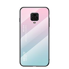 Carcasa Bumper Funda Silicona Espejo Gradiente Arco iris para Xiaomi Poco M2 Pro Cian