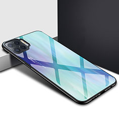 Carcasa Bumper Funda Silicona Espejo para Oppo Reno4 F Cian