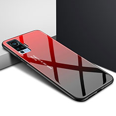 Carcasa Bumper Funda Silicona Espejo para Vivo X50 Pro 5G Rojo