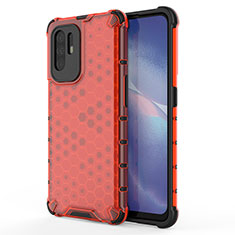 Carcasa Bumper Funda Silicona Transparente 360 Grados AM1 para Oppo A95 5G Rojo