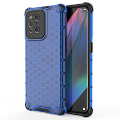 Carcasa Bumper Funda Silicona Transparente 360 Grados AM1 para Oppo Find X3 Pro 5G Azul