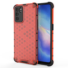 Carcasa Bumper Funda Silicona Transparente 360 Grados AM1 para Oppo Reno6 5G Rojo