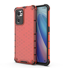 Carcasa Bumper Funda Silicona Transparente 360 Grados AM1 para Oppo Reno7 5G Rojo