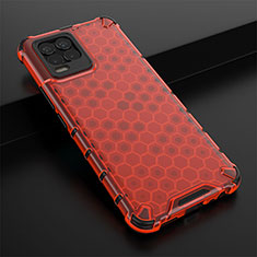 Carcasa Bumper Funda Silicona Transparente 360 Grados AM1 para Realme 8 4G Rojo