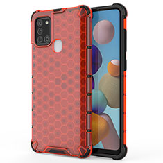 Carcasa Bumper Funda Silicona Transparente 360 Grados AM1 para Samsung Galaxy A21s Rojo