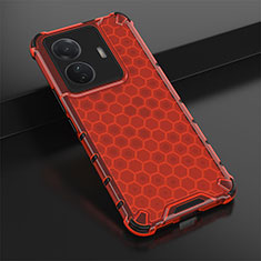 Carcasa Bumper Funda Silicona Transparente 360 Grados AM1 para Vivo T1 Pro 5G Rojo