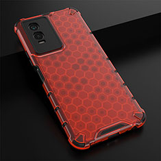 Carcasa Bumper Funda Silicona Transparente 360 Grados AM1 para Vivo Y76s 5G Rojo