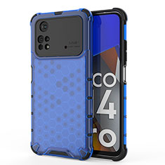 Carcasa Bumper Funda Silicona Transparente 360 Grados AM1 para Xiaomi Poco M4 Pro 4G Azul