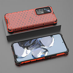 Carcasa Bumper Funda Silicona Transparente 360 Grados AM1 para Xiaomi Redmi K50 Ultra 5G Rojo