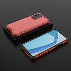 Carcasa Bumper Funda Silicona Transparente 360 Grados AM2 para OnePlus 9R 5G Rojo