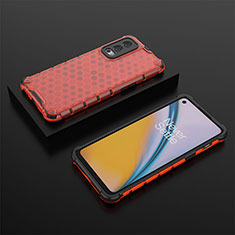 Carcasa Bumper Funda Silicona Transparente 360 Grados AM2 para OnePlus Nord 2 5G Rojo