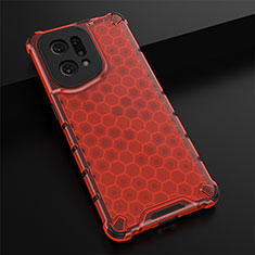 Carcasa Bumper Funda Silicona Transparente 360 Grados AM2 para Oppo Find X5 5G Rojo