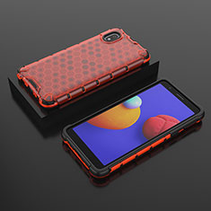 Carcasa Bumper Funda Silicona Transparente 360 Grados AM2 para Samsung Galaxy A01 Core Rojo