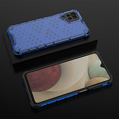 Carcasa Bumper Funda Silicona Transparente 360 Grados AM2 para Samsung Galaxy A12 Azul