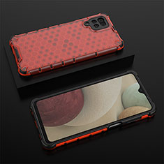 Carcasa Bumper Funda Silicona Transparente 360 Grados AM2 para Samsung Galaxy A12 Nacho Rojo