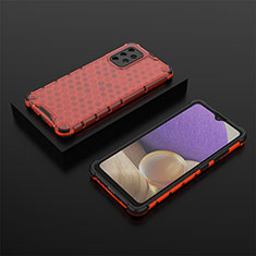 Carcasa Bumper Funda Silicona Transparente 360 Grados AM2 para Samsung Galaxy A32 5G Rojo
