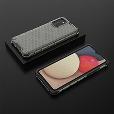 Carcasa Bumper Funda Silicona Transparente 360 Grados AM2 para Samsung Galaxy M02s Negro