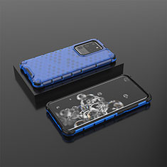 Carcasa Bumper Funda Silicona Transparente 360 Grados AM2 para Samsung Galaxy S20 Ultra 5G Azul