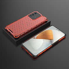 Carcasa Bumper Funda Silicona Transparente 360 Grados AM2 para Vivo V23 Pro 5G Rojo