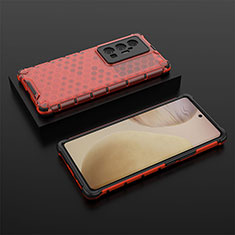 Carcasa Bumper Funda Silicona Transparente 360 Grados AM2 para Vivo X70 Pro+ Plus 5G Rojo