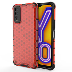 Carcasa Bumper Funda Silicona Transparente 360 Grados AM2 para Vivo Y11s Rojo