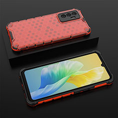 Carcasa Bumper Funda Silicona Transparente 360 Grados AM2 para Vivo Y75 4G Rojo