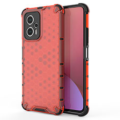 Carcasa Bumper Funda Silicona Transparente 360 Grados AM2 para Xiaomi Redmi Note 11T Pro+ Plus 5G Rojo