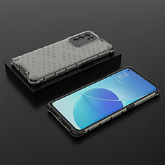 Carcasa Bumper Funda Silicona Transparente 360 Grados AM3 para Oppo Reno6 Pro 5G India Negro